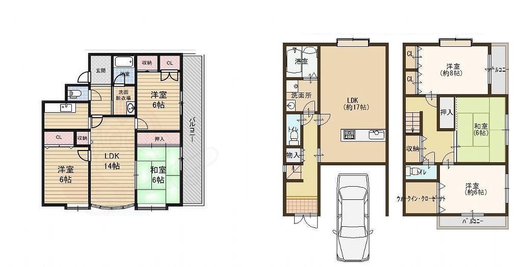 戸建と賃貸間取比較の画像です