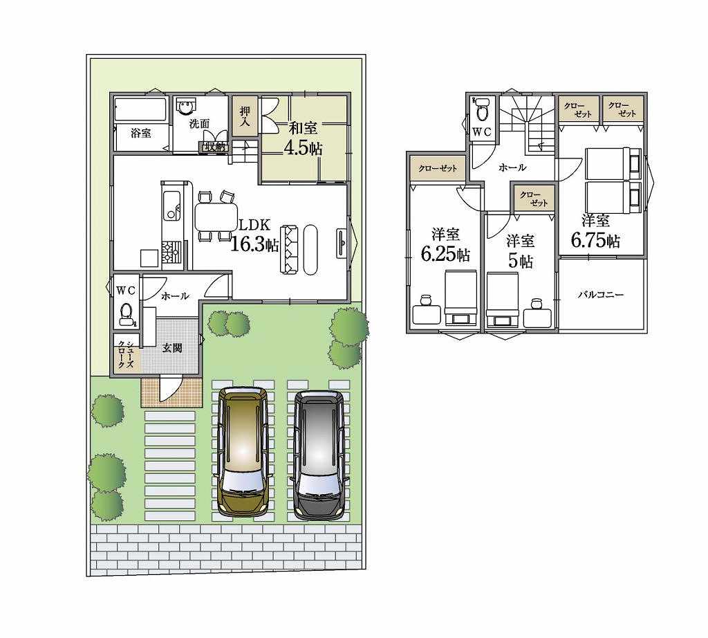 一戸建ての間取り図です