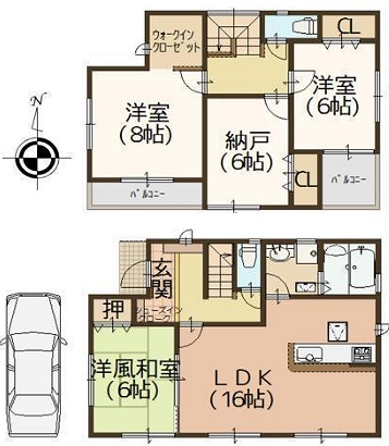 一戸建て住宅の間取り図です