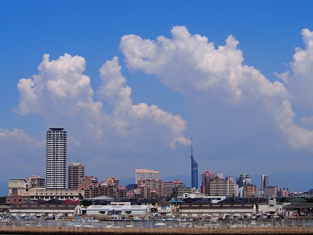 福岡市と青空の画像です